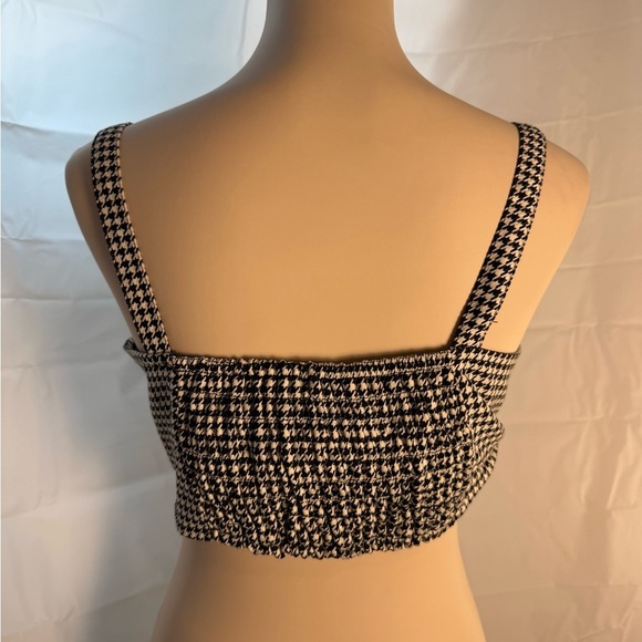 Divided Black and White Crop Bustier Tank Top - Picture 2 of 5